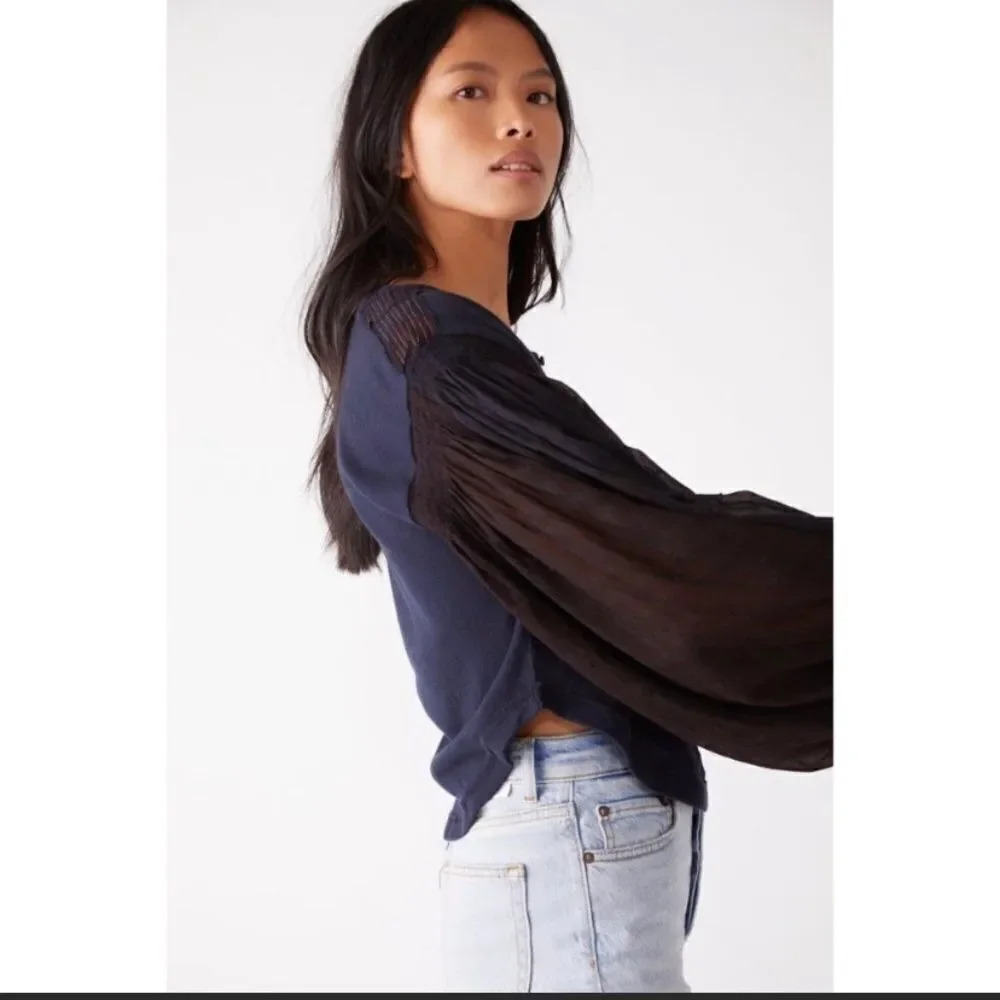 Free People Light Magic Henley in Navy - Picture 4 of 4